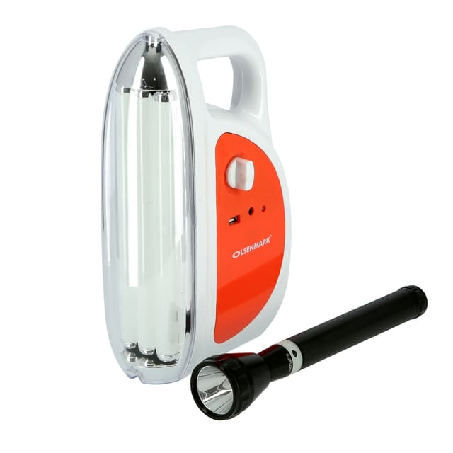 Olsenmark Emergency Lantern & Flashlight, 2 In 1 - 60 Pcs Smo Led With Three Tube Light - Usb Mobile