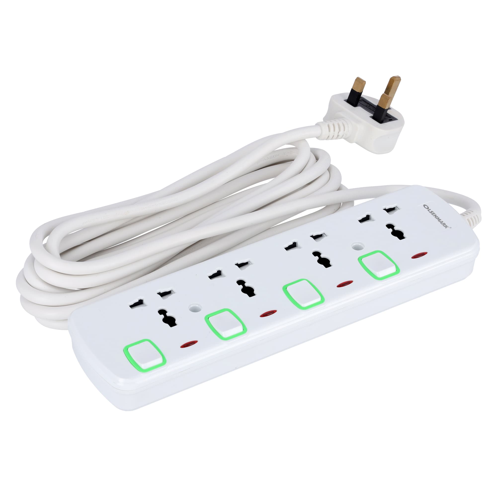 Olsenmark Extension Socket, 4 Way - 4M - Power Extension Socket -Multi Plug Power Cable- High Quality
