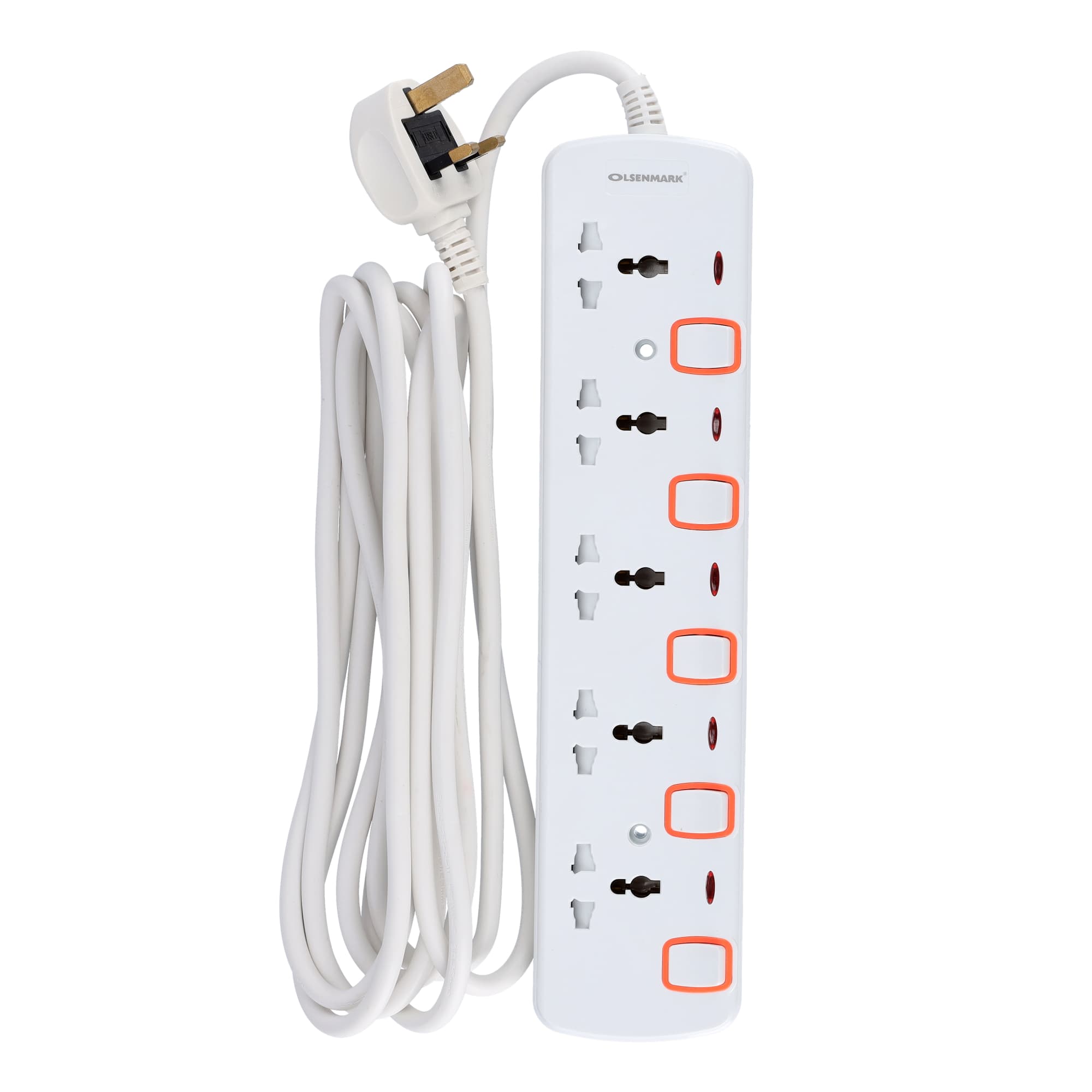 Olsenmark Extension Socket, 5 Way - 4M - Power Extension Socket -Multi Plug Power Cable- High Quality