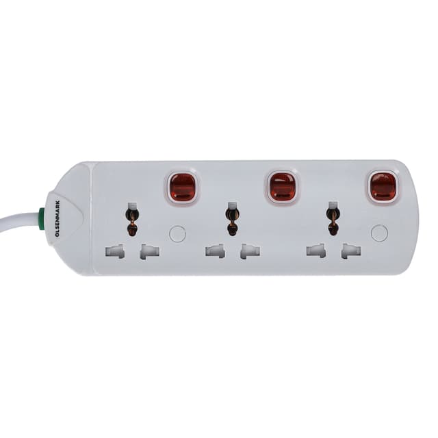 Olsenmark 3Way Ext socket/2M/13Amp/Childprot 1X24