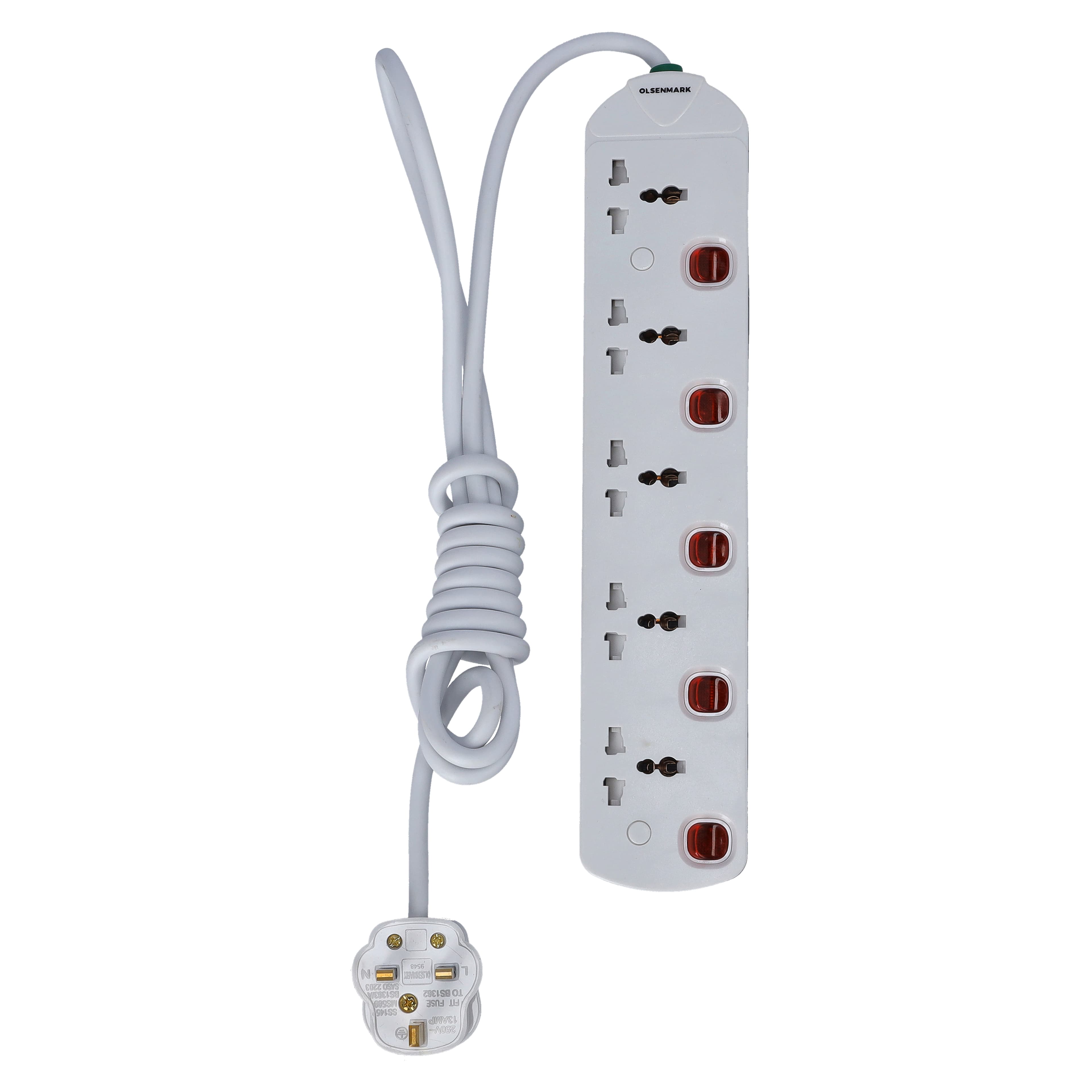 Olsenmark 5Way Ext socket/3M/13Amp/Childprot X20