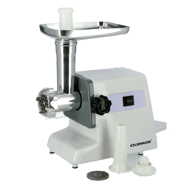 Olsenmark Meat Grinder, 800W- 3 Mincing Plates - Powerful Motor - Stainless Steel Blades - Rubber