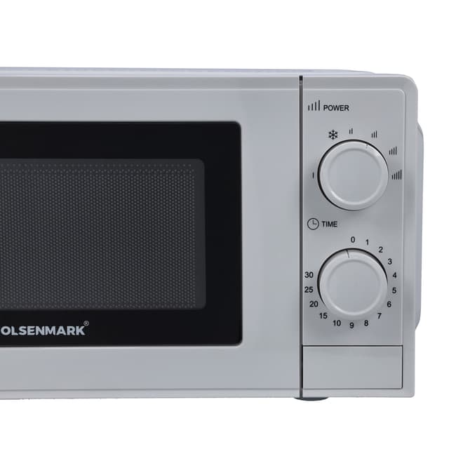 Olsenmark Manual Microwave Oven, 20L - Multiple Power Level - End Cooking Signal - Glass Turntable