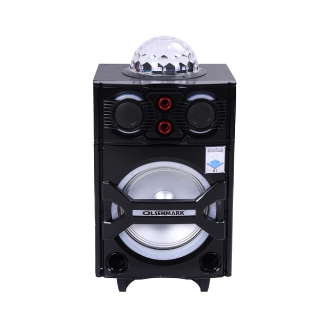 Olsenmark Rechargeable Trolley Speaker With Usb, Sd Card, Fm, Mic, Bluetooth & Remote - Led Light