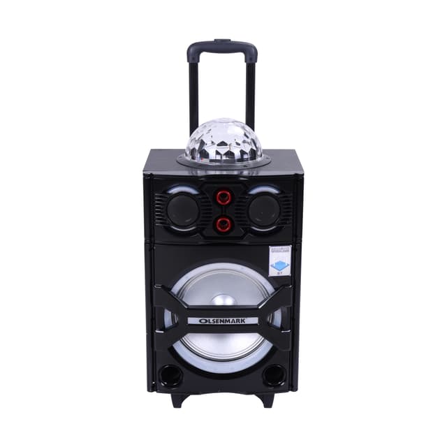 Olsenmark Rechargeable Trolley Speaker With Usb, Sd Card, Fm, Mic, Bluetooth & Remote - Led Light