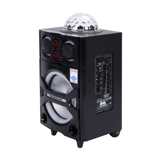 Olsenmark Rechargeable Trolley Speaker With Usb, Sd Card, Fm, Mic, Bluetooth & Remote - Led Light