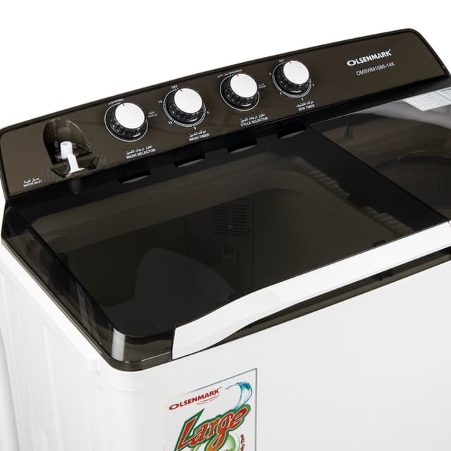 Olsenmark Semi Automatic Washing Machine, 14Kg - Twin Tub - Wash Power: 550W & Spin Power: 210W