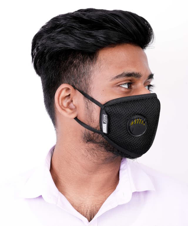 PARA JOHN Black Mask with Certified 6 Layer Filter - Reusable Cotton Face Mask - Unisex Design (Pack of 1)