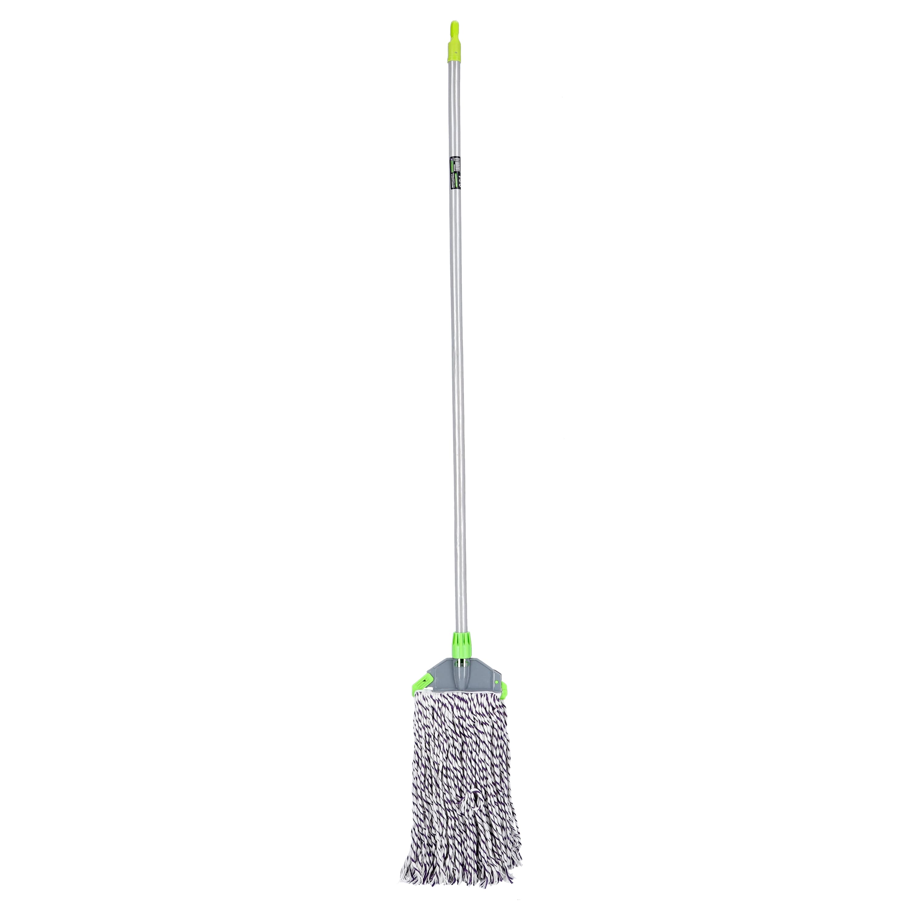 Royalford Dual Colour Cotton Mop, PVC Coated Wooden Handle, RF10101 - Super Absorbent Cotton Mop For All Types of Surfaces, Easy Cleaning, Durable Design, Faster Dehydration