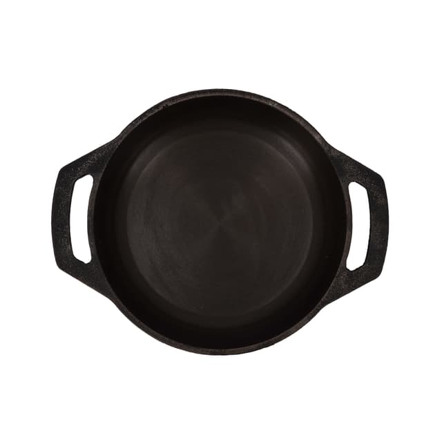 مقلاة - اسود Royalford  - Cast Iron Flat Base Kadai with Loop Handles