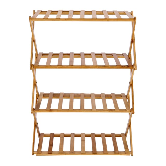 Royalford 4-Layer Bamboo Shoe Rack, RF10412 | 100% Natural Bamboo | Eco-Friendly | Collapsible Design | Easy To Store & Carry | Multifunctional Shoe Shelf | Free Standing Shoe Organizer