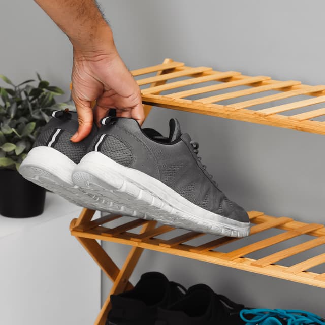 Royalford 4-Layer Bamboo Shoe Rack, RF10412 | 100% Natural Bamboo | Eco-Friendly | Collapsible Design | Easy To Store & Carry | Multifunctional Shoe Shelf | Free Standing Shoe Organizer