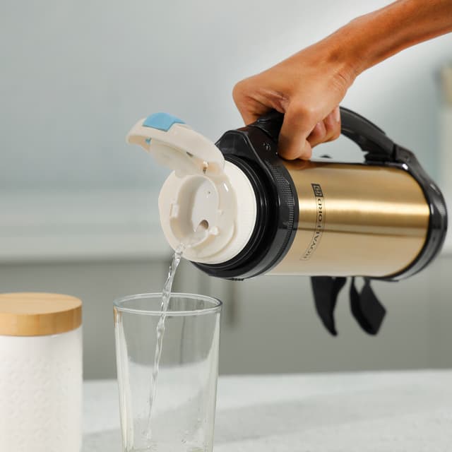 Royalford Travel Vacuum Bottle, 1.8L Capacity, RF10495 | Stainless Steel Vacuum Bottle | Double Wall Insulation | Keeps Drink Hot Or Cold For Hours | Stainless Steel Thermos For Cold & Hot Beverages