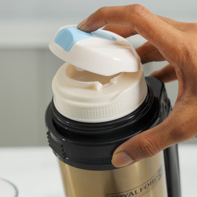 Royalford Travel Vacuum Bottle, 1.8L Capacity, RF10495 | Stainless Steel Vacuum Bottle | Double Wall Insulation | Keeps Drink Hot Or Cold For Hours | Stainless Steel Thermos For Cold & Hot Beverages