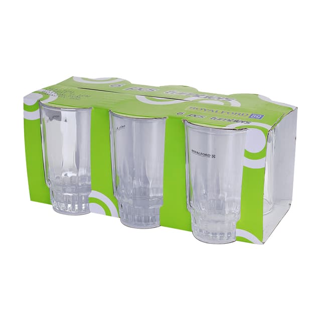 Royalford RF1385-GT6 265ml 6Pcs Glass - Water Cup Drinking Glass | Ideal for Party Picnic BBQ Camping Garden | Ideal for Water Wine Whisky Drinking & More