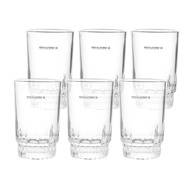 Royalford RF1385-GT6 265ml 6Pcs Glass - Water Cup Drinking Glass | Ideal for Party Picnic BBQ Camping Garden | Ideal for Water Wine Whisky Drinking & More