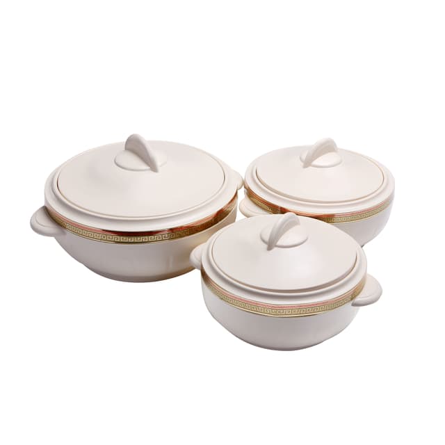 Royalford 3Pc Hot Pot Insulated Food Warmer - Thermal Casserole Dish - Double Wall Insulated Serving