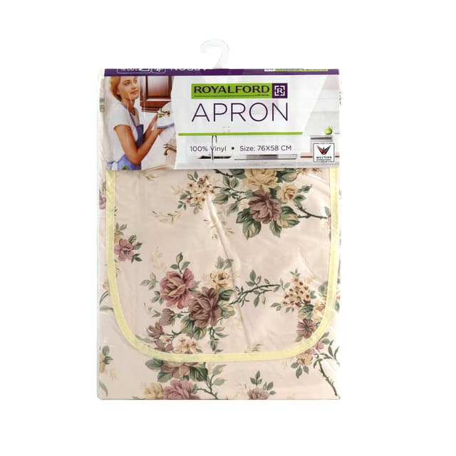 مريلة مطبخ فينيل للنساء مقاس 76 × 58 سم رويال فورد Royalford Vinyl Apron - Standard 76X58Cm Size - Multipurpose Kitchen Chef Aprons For Women - Perfect