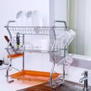 Royalford 3-Layer Dish Rack With Cutlery Holder - Multi-Purpose Detachable Draining Board With Drip