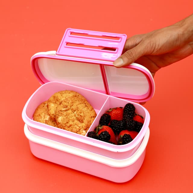 Royalford Double Layer Air Tight Lunch Box - 2 Compartment Leak-Proof & Airtight Lid Food Container