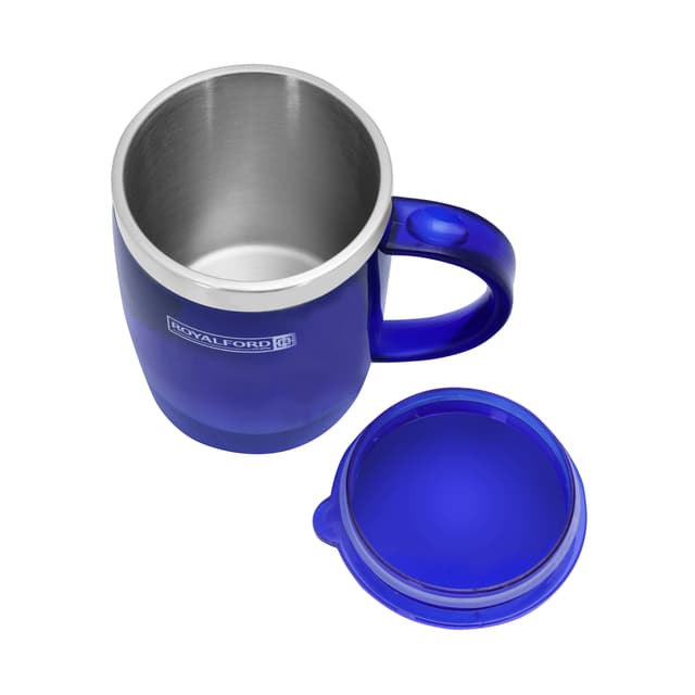 Royalford 14Oz Stainless Steel Travel Mug - Coffee Mug With Handle & Lid Travel Friendly