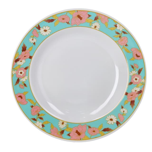 Royalford 10" Melamine Ware Deep Plate With Floral Design - Soup Plates Pasta Plates