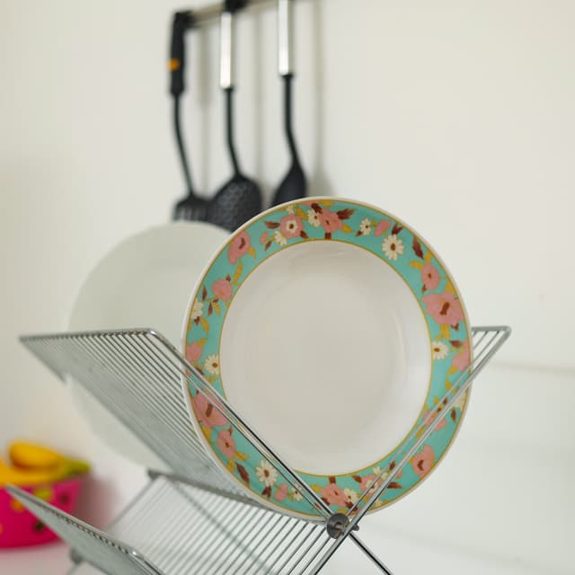 Royalford 10" Melamine Ware Deep Plate With Floral Design - Soup Plates Pasta Plates