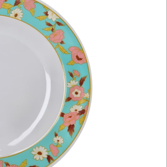 Royalford 10" Melamine Ware Deep Plate With Floral Design - Soup Plates Pasta Plates