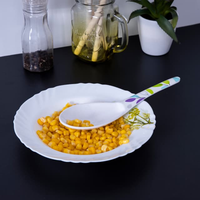 مغرفة طعام ميلامين مقاس 10 سم من رويال فورد Royalford RF7392LF 10 Cm Melamine Serving Spoon - Cooking & Serving Spoon with Long Handle, Dinner Cutlery/Crockery Utensil | Wide Deep Scoop Spoon & Hanging Loop | Heat Resistant Serving Sp