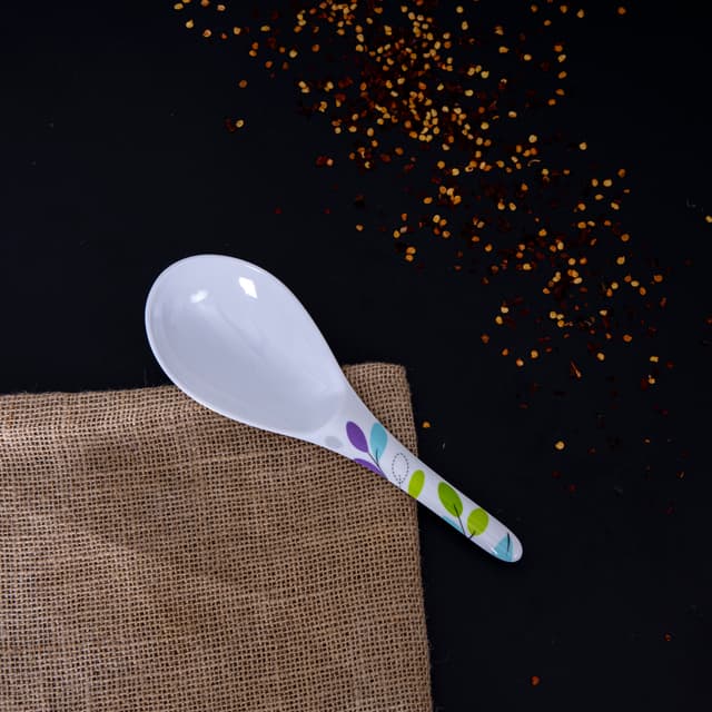 مغرفة طعام ميلامين مقاس 10 سم من رويال فورد Royalford RF7392LF 10 Cm Melamine Serving Spoon - Cooking & Serving Spoon with Long Handle, Dinner Cutlery/Crockery Utensil | Wide Deep Scoop Spoon & Hanging Loop | Heat Resistant Serving Sp