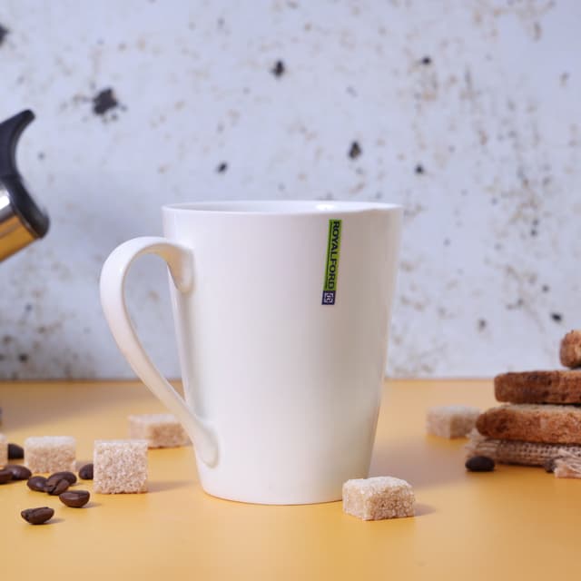 ماغ (كوب) بورسلين 230 مل أبيض Royalford - 230Ml Magnesia Porcelain Mug - Large Coffee & Tea Mug