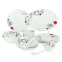 طقم صحون ( 33 قطعة ) - أبيض Royalford -  Opal Ware Dinner Set - Floral Design Plates, Bowls, Spoons