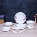 طقم صحون ( 33 قطعة ) - أبيض Royalford -  Opal Ware Dinner Set - Floral Design Plates, Bowls, Spoons
