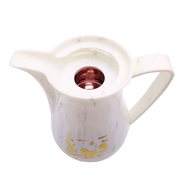ابريق شاي ( 2 قطعة ) 1 لتر - ابيض Royalford -  Marble Tea & Cawa Set