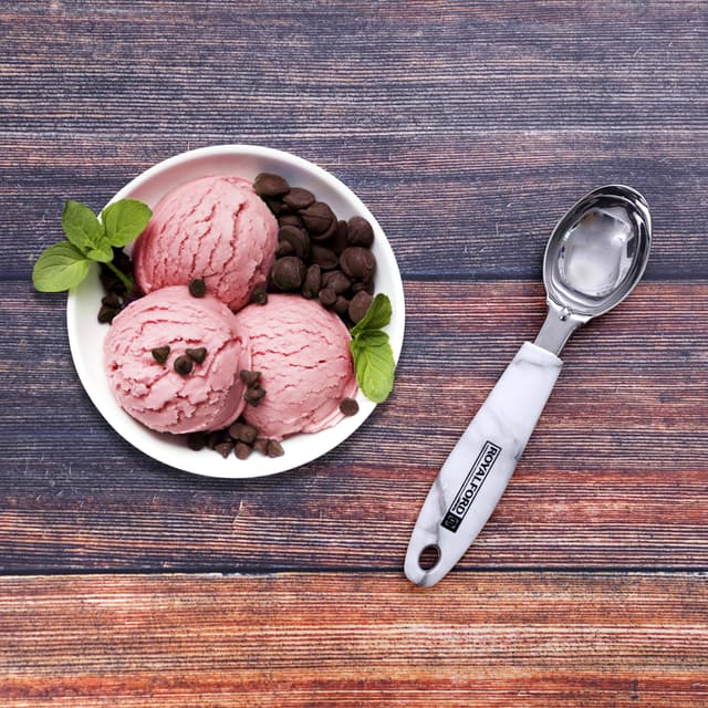 Royalford Marble Designed Stainless Steel Ice Cream Spoon - Deep Scoop Bowl & Comfort Grip Handle