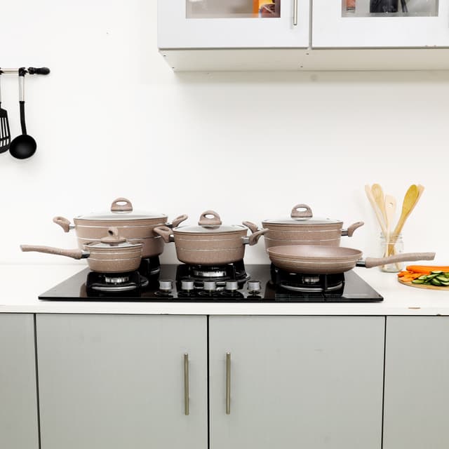 طقم آواني طهي ألمنيوم 9 قطع Royalford 9Pc Aluminium Cookware Set