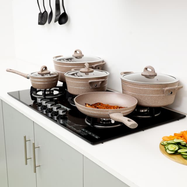 طقم آواني طهي ألمنيوم 9 قطع Royalford 9Pc Aluminium Cookware Set