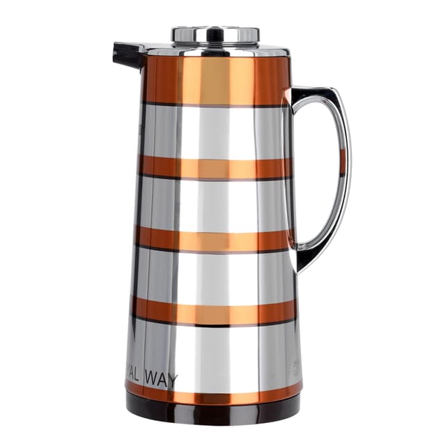 Royalford 1.6L Double Wall Golden Figured Vacuum Flask - Portable Heat Insulated Thermos Hot/Cold