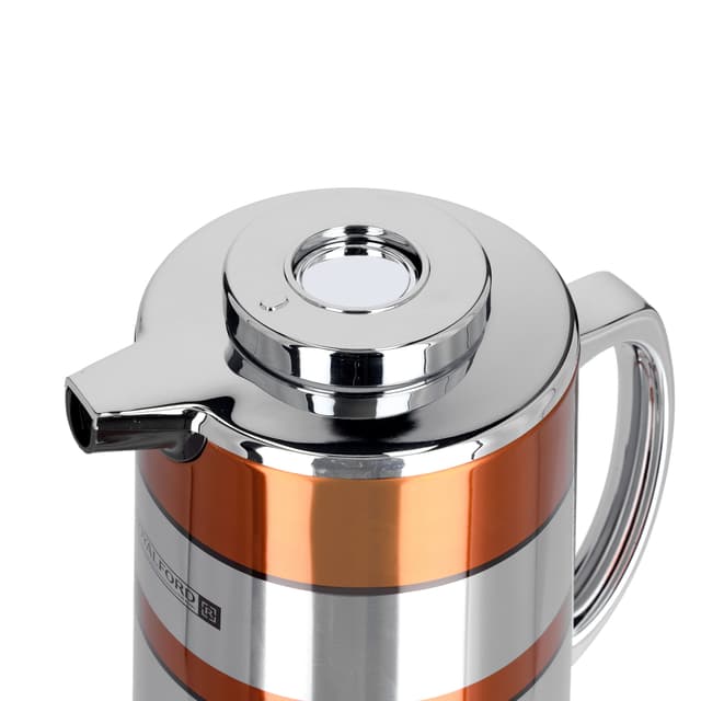 Royalford 1.6L Double Wall Golden Figured Vacuum Flask - Portable Heat Insulated Thermos Hot/Cold