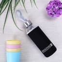 Royalford 500Ml Glass Water Bottle With Neoprene Bag - Portable Steel Cap Lead-Free, Travel Flask