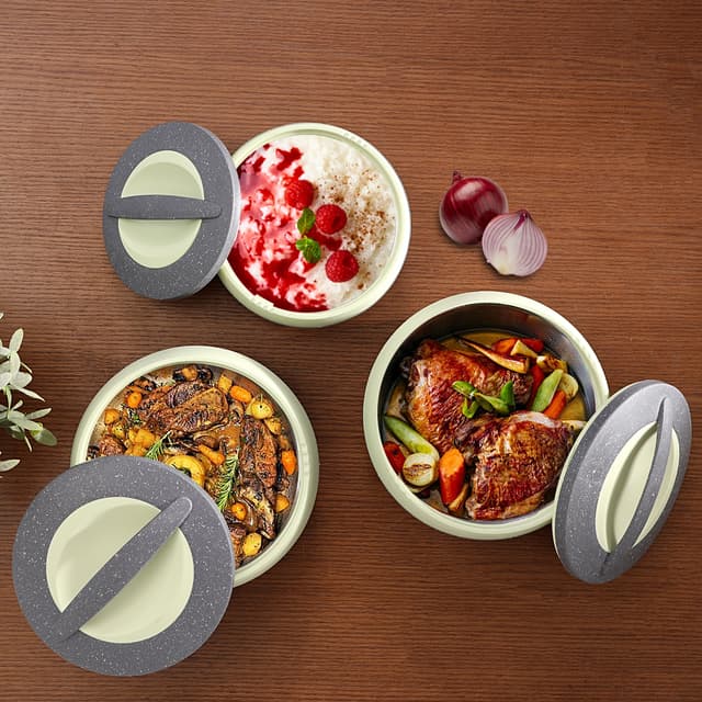 طقم اواني  ( أواني تقديم ) 3 قطع - ازرق / رماي Royalford -  Cosmos Insulated Casserole