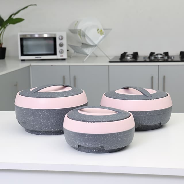 طقم اواني  ( أواني تقديم ) 3 قطع - ازرق / رماي Royalford -  Cosmos Insulated Casserole