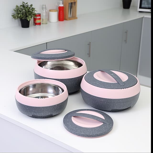 طقم اواني  ( أواني تقديم ) 3 قطع - ازرق / رماي Royalford -  Cosmos Insulated Casserole