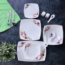 Royalford 71Pcs Opal Ware Dinner Set - Floral Design Plates, Bowls, Spoons & Salt & Pepper Set