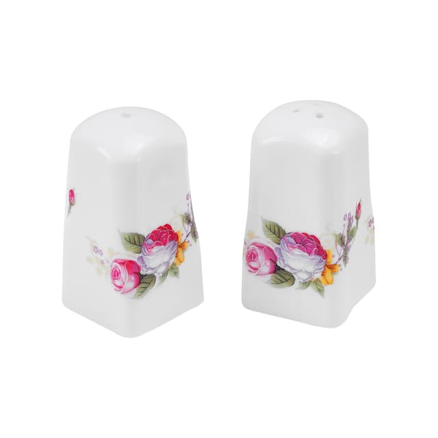 Royalford 71Pcs Opal Ware Dinner Set - Floral Design Plates, Bowls, Spoons & Salt & Pepper Set