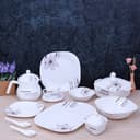 Royalford 97Pcs Opal Ware Dinner Set - Floral Design Plates, Bowls, Spoons, Cup & Saucer Tea Pot