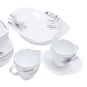 Royalford 97Pcs Opal Ware Dinner Set - Floral Design Plates, Bowls, Spoons, Cup & Saucer Tea Pot