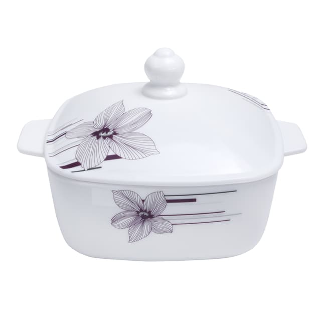 Royalford 97Pcs Opal Ware Dinner Set - Floral Design Plates, Bowls, Spoons, Cup & Saucer Tea Pot