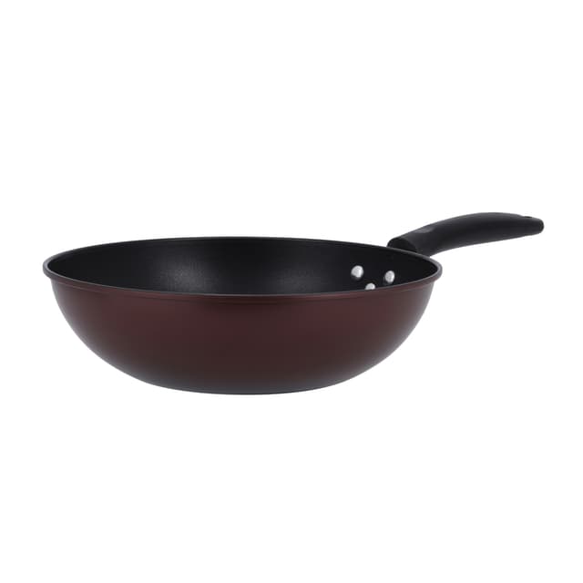 Royalford 32Cm Carbon Steel Wokpan - Long Handle Non-Stick Wokpan - Frying Pan, Black-Coated