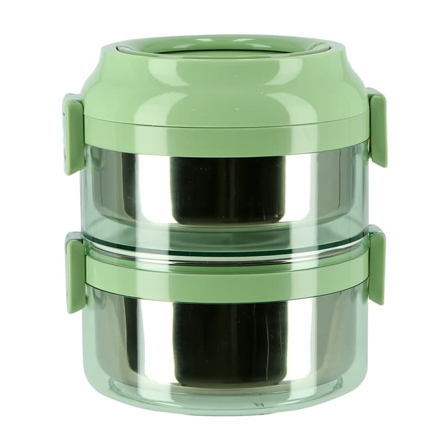 سفرطاس ( 1.6 لتر ) طبقتين - اخضر Royalford -  Lunch Box - Portable Stainless Steel